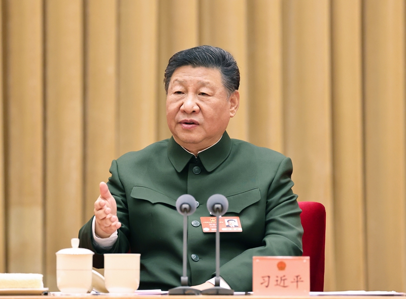习近平在出席解放军和武警部队代表团全体会议时强调：<br>落实高质量发展要求 实现我军建设“十四五”规划<br>圆满收官